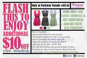 Featured image for (EXPIRED) Purpur $10 OFF Coupon @ Parkway Parade 10 – 20 Apr 2014