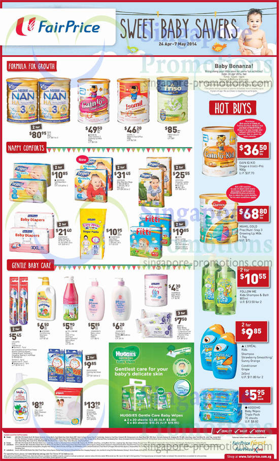 Sweet Baby Savers, Milk Powders, Diapers, Lotions, Wipes, Shampoos, Toothbrushes, Dumex, Nestle, Pigeon, Huggies, Johnsons