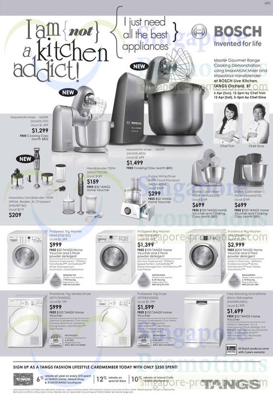 Tangs Bosch Kitchen, Home Appliances Food Processors, Blenders, Dishwashers, Washers, Dryers 4 Apr 2014