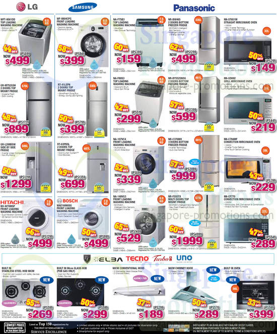 Washers, Fridges, Ovens, LG, Samsung, Panasonic, Hitachi, Bosch