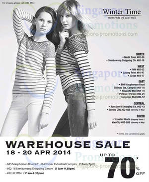 Featured image for (EXPIRED) Winter Time Warehouse SALE Up to 70% Off 18 – 20 Apr 2014
