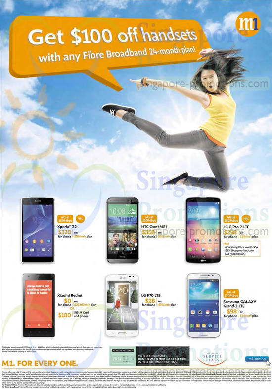 100 Dollar Off Handsets with Fibre Broadband, Sony Xperia Z2, Xizomi Redmi, HTC One M8, Samsung Galaxy Grand 2, LG G Pro 2, F70