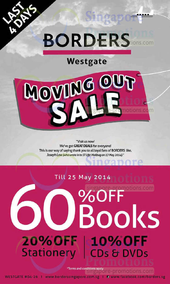 22 May Borders Moving Out Sale Extended