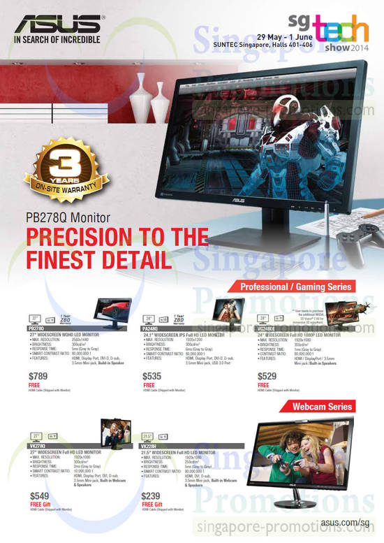 28 May Asus Monitors Professional, Gaming Series, Webcam Series