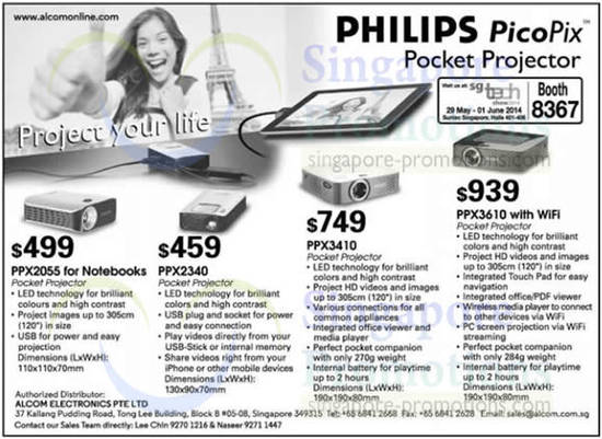 28 May Philips PicoPix Projectors PPX2055, PPX2340, PPX3410, PPX3610