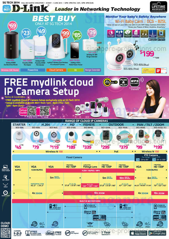 29 May ACE Peripherals Dlink IP Cameras, Wi Fi Baby Cameras, Cloud IP Cameras Starter, H.264, HD, Fisheye, Outdoor, Pan, Tilt, Zoom