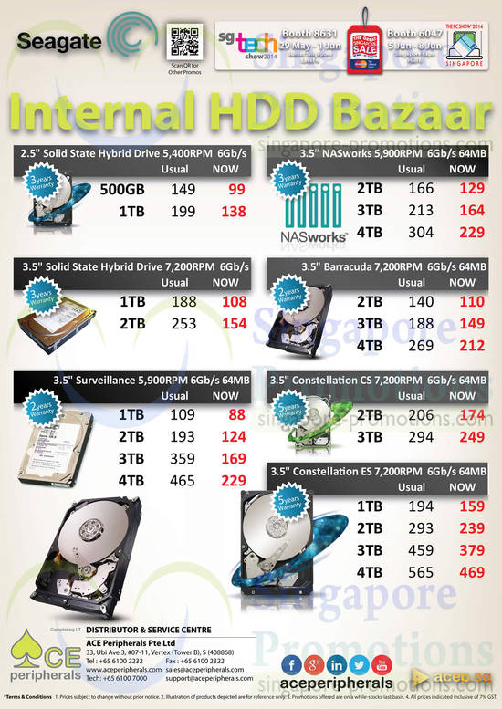 29 May ACE Peripherals Seagate Internal HDD Bazaar Solid State Hybrid, Surveillance, Constellation, Barracuda, NASworks