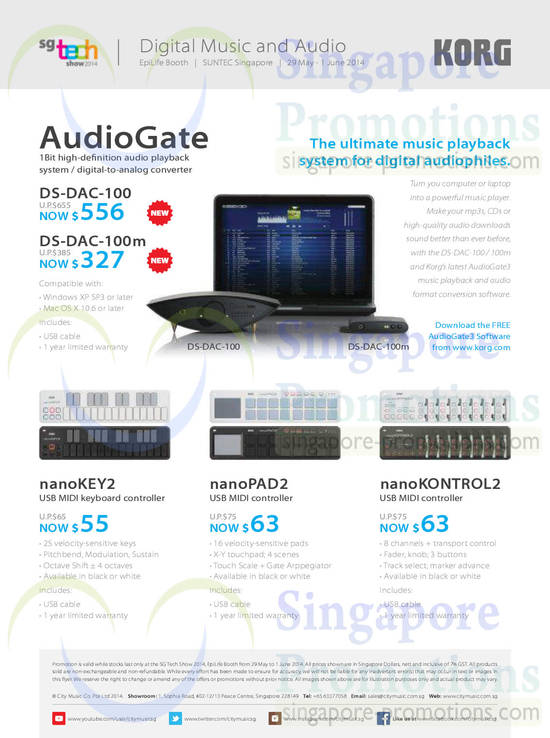 29 May City Music Audio Playback System DS-DAC-100, 100M, NanoKey 2, NanoPad 2, NanoControl 2