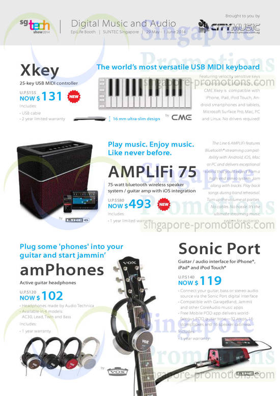 29 May City Music Xkey, Amplifi 75, Amphones, Sonic Port