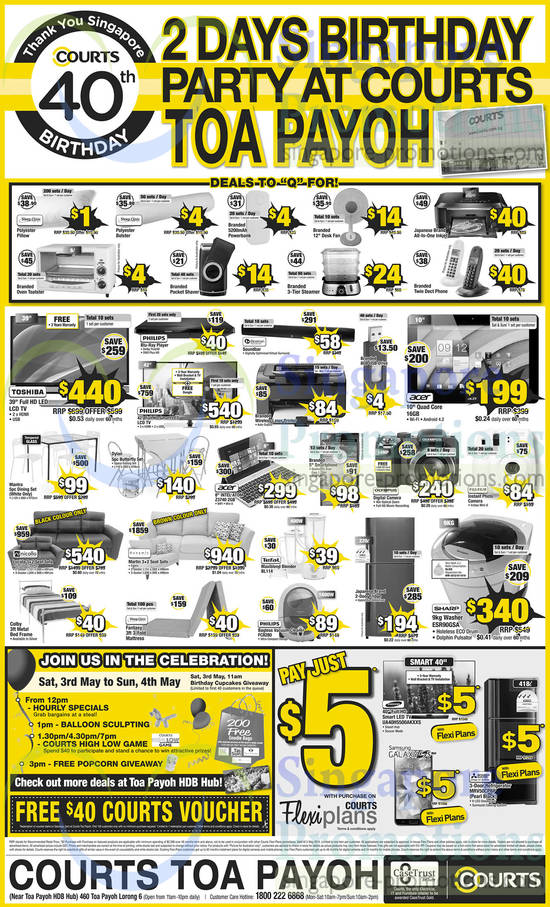 3 May Toa Payoh, TVs, Notebooks, Smartphones, Fridges, Washers, Philips, Acer, Samsung, Tefal, Sharp