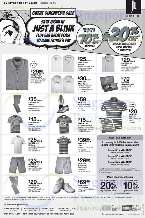 5 Jun Mens Shirts, T-Shirts, Bermudas, Shoes, Pants, Criss Cross, USPA, Kickers, Frank Williams, Alain Delon, John Cartis, San Jose