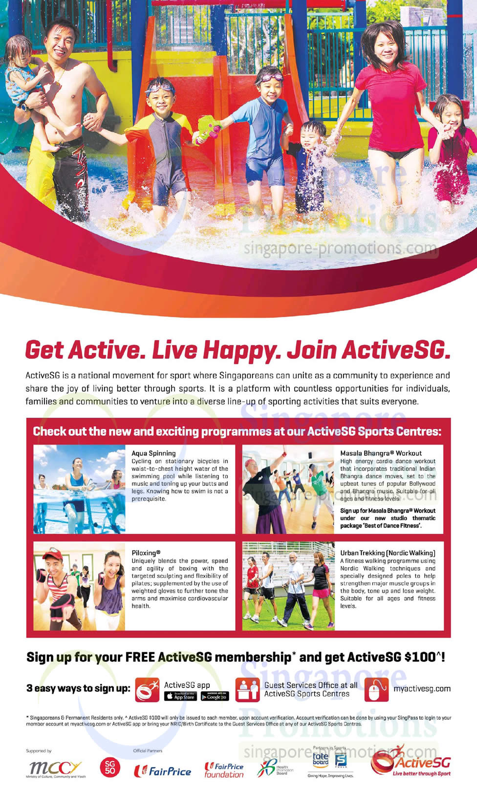 Singapore Sports FREE 100 ActiveSG For Singaporeans PRs 1 May 2014