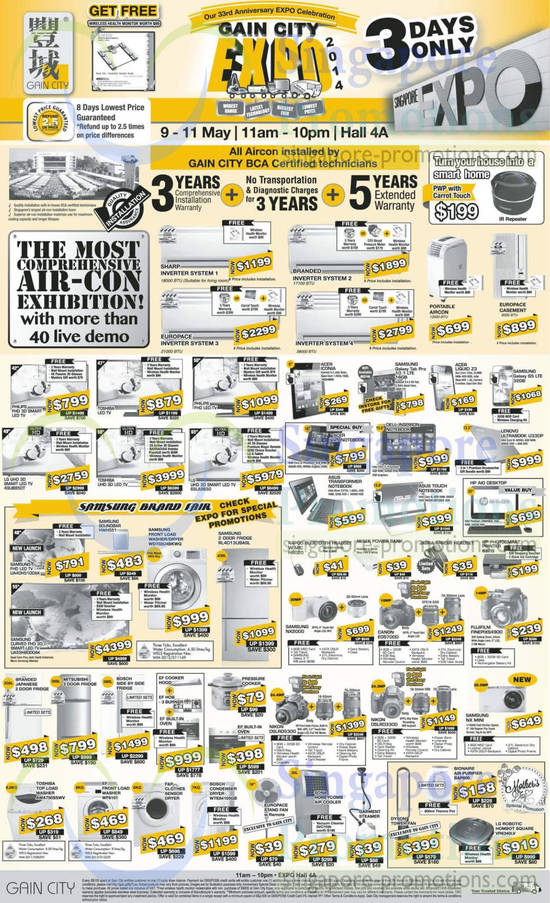 9 May Air Conditioners, TVs, Fridges, Washers, Digital Cameras, Notebooks, Asus, LG, Toshiba, Nikon, Bosch, Sona, Dyson