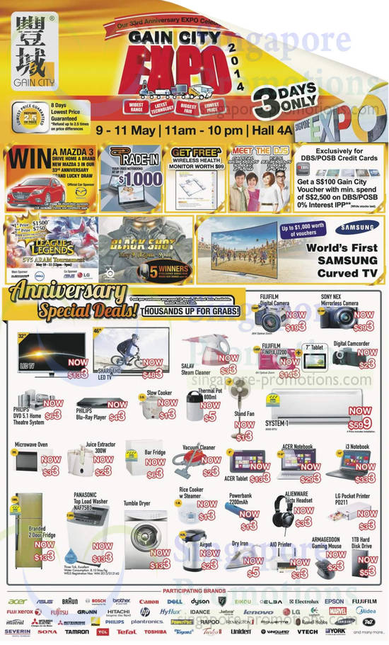 9 May Anniversary Special Deals Digital Cameras, Notebook, Washers, Fridges, Kitchenware, Fujifilm, Sony, Acer, Panasonic