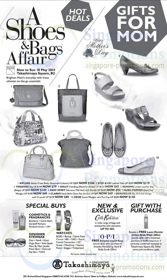 9 May Bags, Totes, Sandals, Special Buys, Gift with Purchase, Designer Eye Wear, Watches