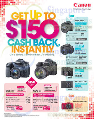 Featured image for (EXPIRED) Canon Digital Cameras Up To $150 Cashback Promo 28 Apr – 1 Jun 2014