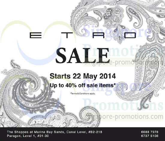 Featured image for Etro Up To 40% OFF SALE (Further Reductions!) 22 May 2014