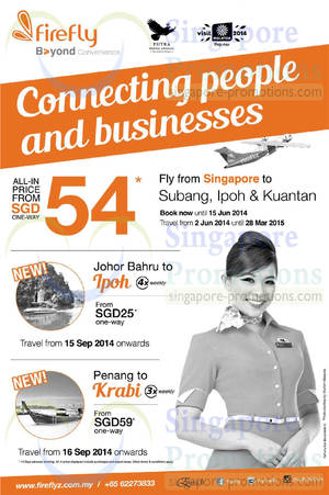 Featured image for (EXPIRED) Firefly From $54 Subang, Ipoh & Kuantan Air Fares Promo 29 May – 15 Jun 2014