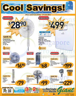 Featured image for Giant Hypermarket Cooling Appliances Offers 23 May – 27 Jun 2014