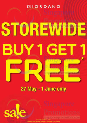 Featured image for Giordano Buy 1 Get 1 FREE Storewide Promo 27 May – 1 Jun 2014