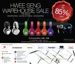 Featured image for (EXPIRED) Hwee Seng (Beats, Monster, Onkyo, etc) Warehouse SALE 13 – 15 Jun 2014