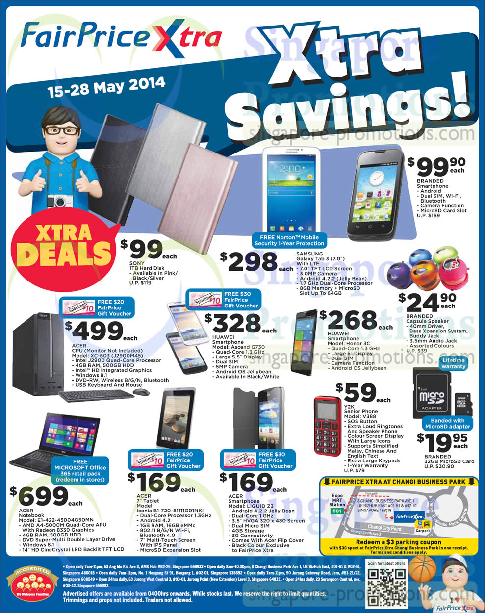 Notebooks, Mobile Phones, Hard Disk Drive, Sony, Samsung, Huawei, Acer, Y2K  » (EXPIRED) NTUC Fairprice Electronics, Health, Personal Care, Groceries &  Other Offers 15 – 28 May 2014 | SINGPromos.com