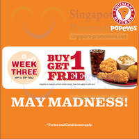 Featured image for (EXPIRED) Popeyes Buy 1 Get 1 FREE All Combo Meals 19 – 23 May 2014