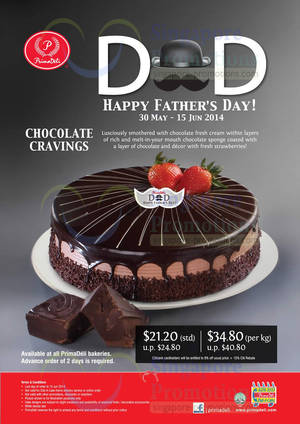 Featured image for (EXPIRED) Prima Deli Chocolate Cravings Cake Promo For Father’s Day 30 May – 13 Jun 2014