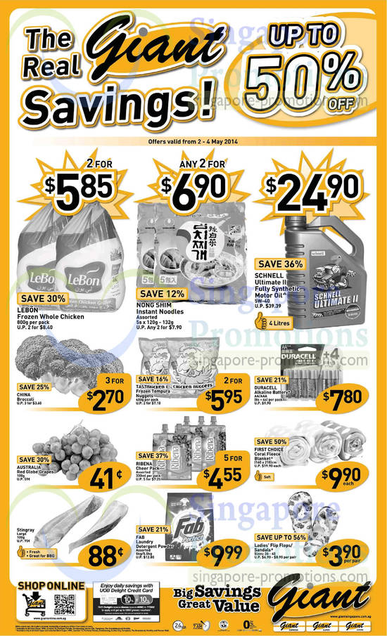 Till 4 May Groceries at up to 50 Percent Off, Duracell, Fab, Lebon Chicken