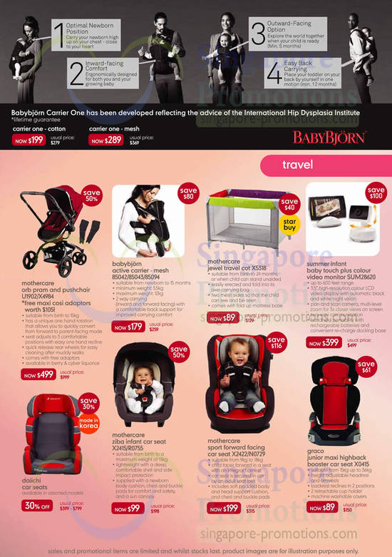 Travel Strollers, Babybjorn, Carrier, Daiichi Car Seats, Garco, Ziba