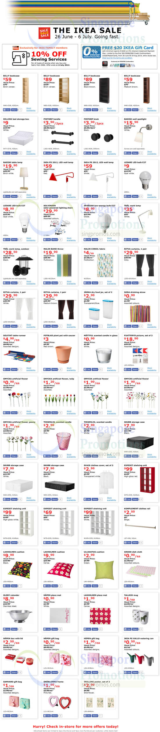 26 Jun IKEA Sale Offers Billy Bookcases, IKEA Lamp, Ritva Curtains, Expedit Shelving Units