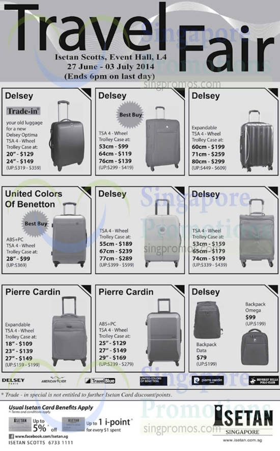 27 Jun Luggages Delsey Optima, United Colors of Benetton, Pierre Cardin, Delsey Backpacks