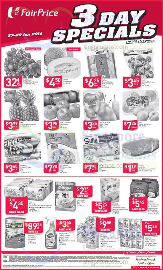 3 Day Specials Fruits, Meat, Baby Milk Powder, Corn Flakes, Jacobs Biscuits