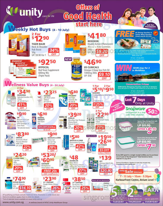 4 Jul Weekly Hot Buys, Wellness Value Buys, Atrium Sale