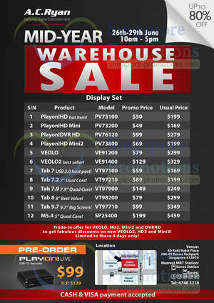 Featured image for (EXPIRED) AC Ryan Warehouse SALE @ Eunos Techpark 26 – 29 Jun 2014