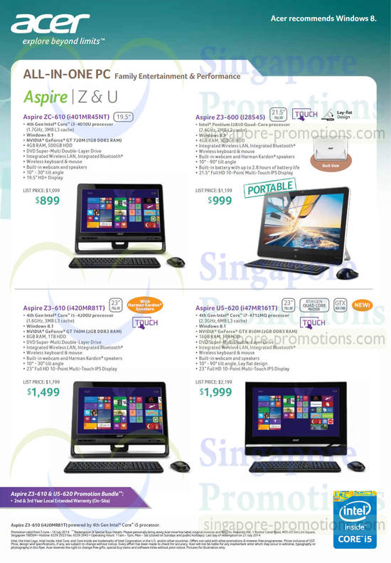 AIO Desktop PCs Aspire Z, Aspire U