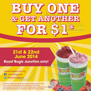 Featured image for (EXPIRED) Boost Juice Bars $1 2nd Smoothie Promo 21 – 22 Jun 2014