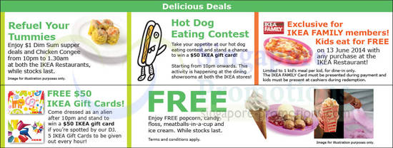 Dining Deals, Free Gift Cards, Eat for Free, Free Popcorn Meatballs Ice Cream