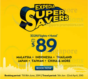 Featured image for (EXPIRED) Expedia From $89 All-in 3D2N Flights + Hotel Promo 7 – 8 Jun 2014