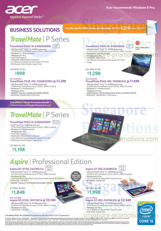 Notebooks TravelMate P Series, Professional Edition