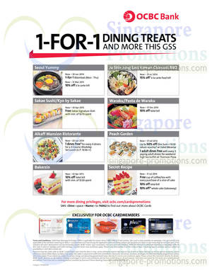 Featured image for OCBC 1-for 1 Dining Treats 6 Jun 2014