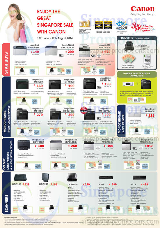 Printers, Scanners, Monochrome, Colour, LaserShot, ImageClass, Lide