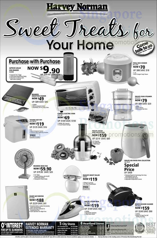 Rice Cooker, Hot Pot, Oven, Food Steamer, Insect Killer, Air Purifier, Tefal, Toshiba, Cornell, Philips, Inadays, Sharp, Bosch