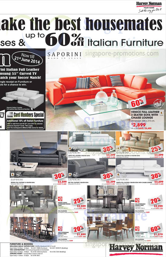 Sofa Sets, Dining Tables, Saporini, ALF