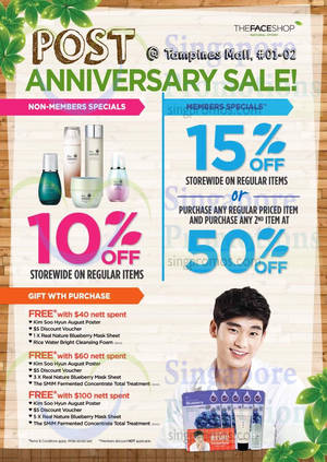 Featured image for (EXPIRED) The Face Shop Post Anniversary Promo @ Tampines Mall 30 Jun – 6 Jul 2014