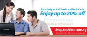 Featured image for Toshiba Online Store Up to 20% OFF For ANZ Cardmembers 4 – 30 Jun 2014