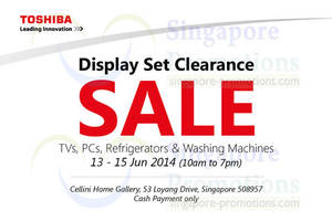 Featured image for Toshiba Display Set Clearance SALE @ Cellini Home Gallery 13 – 15 Jun 2014