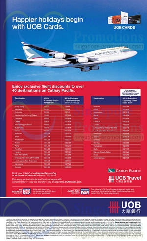 Featured image for (EXPIRED) Cathay Pacific Promo Air Fares For UOB Cardmembers 11 Jun – 7 Jul 2014