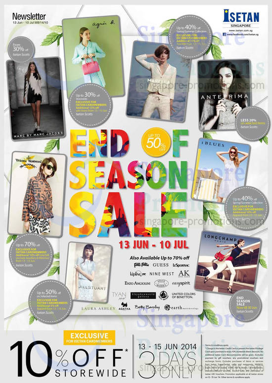 Up To 50 Percent Off Sale Agnes b, Anteprima, iBlues, Longchamp, Vivienne Westwood, Jillstuart, Marella