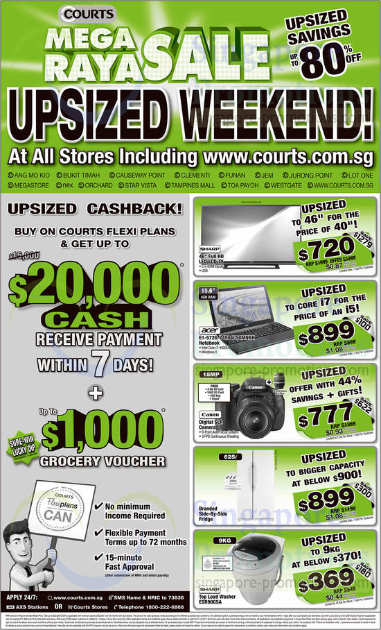 Upsized Weekend, Cashback, Notebooks, Washers, Acer, Sharp